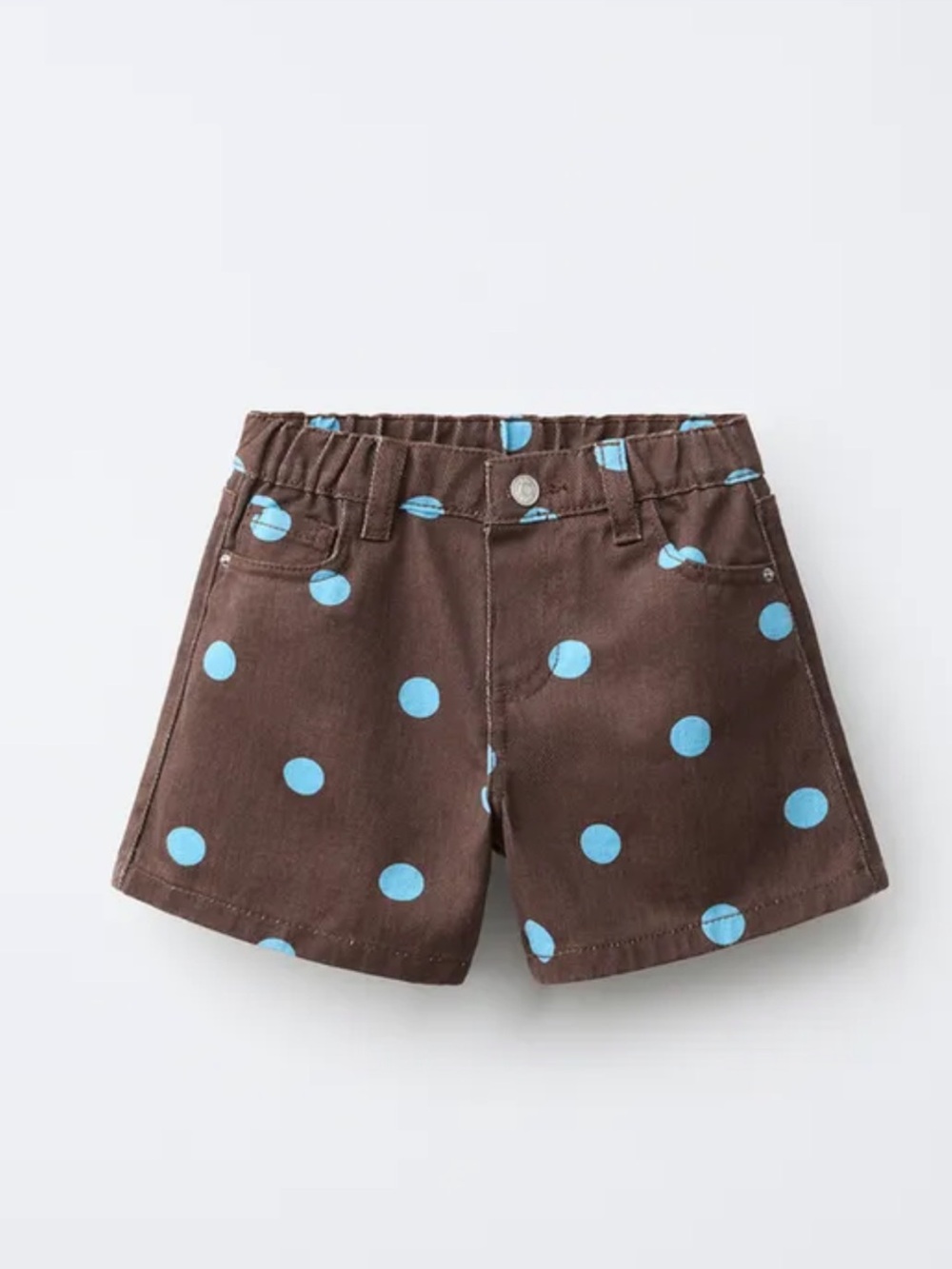 Zara Brown Shorts with Blue Polka Dots
